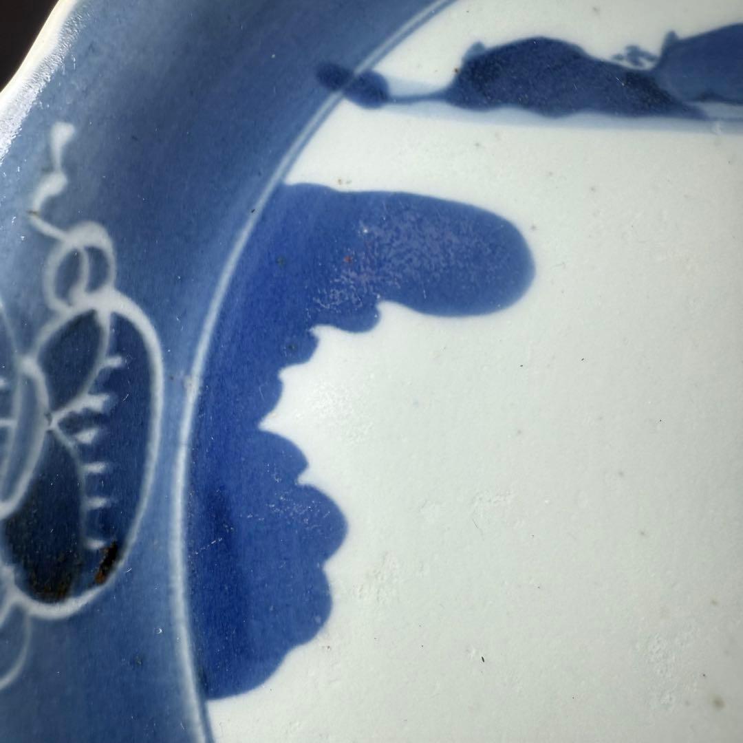 古伊万里 染付 墨弾き 小槌宝珠文 七寸皿 9枚 古陶