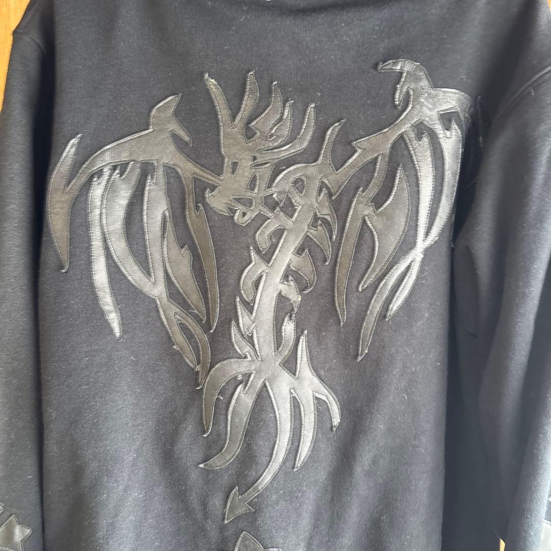 貴重　A&G クロスパッチ　ドラゴン　レザージップパーカー　ブラック　S y2k