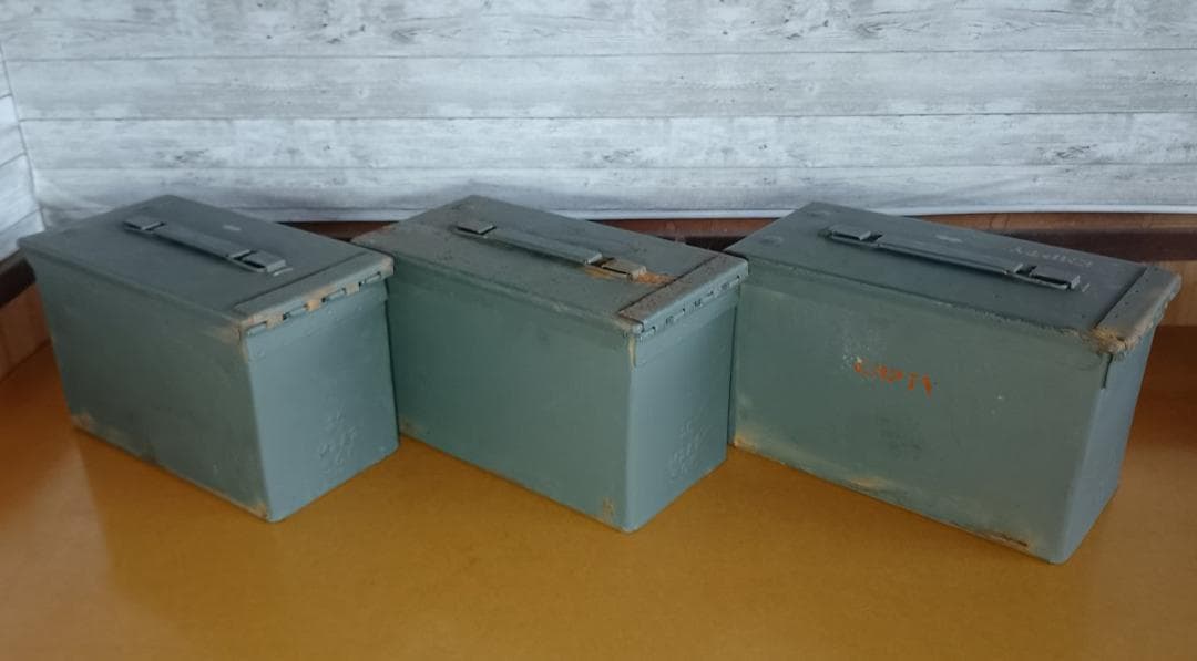 実物 USED 米軍 弾薬箱 アンモボックス 3セットインテリア サバゲー