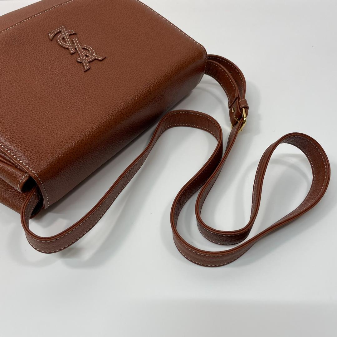 イブサンローラン ショルダー ヴィンテージ YSL ブラウン MBZ101