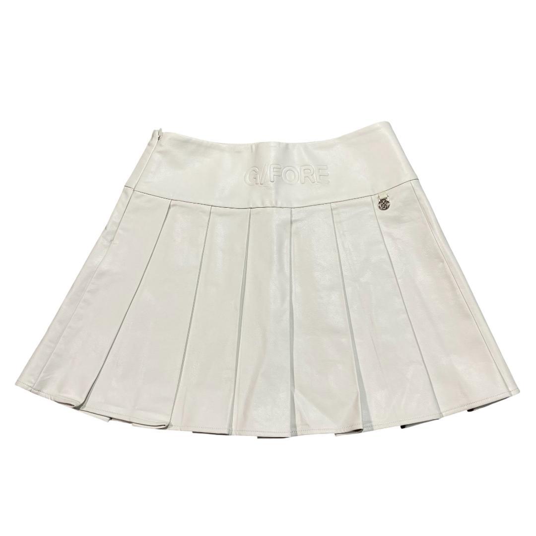 【韓国モデル】G/FORE ジーフォア レザー スカート M ホワイト ゴルフ