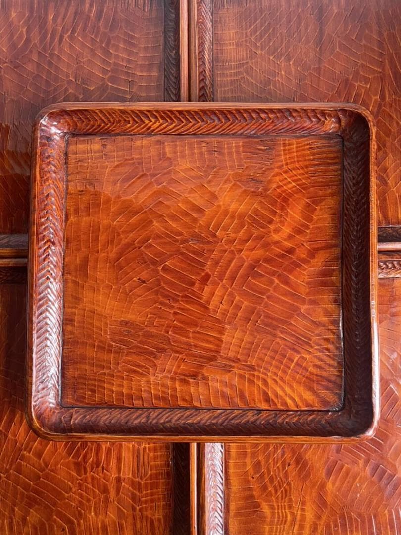 讃岐彫 四方盆 五客 小盆 お盆 木製漆器 84