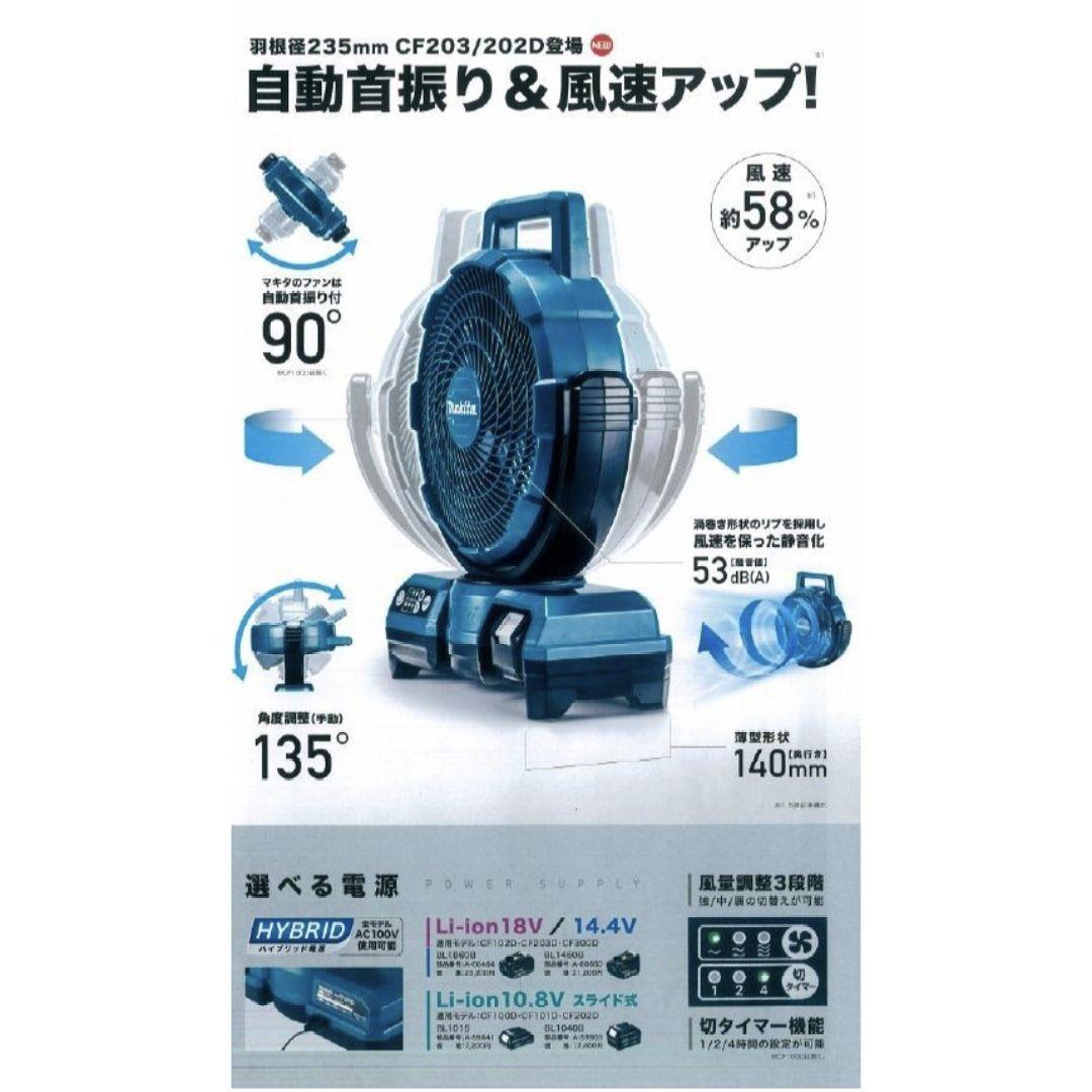 マキタ 14.4V 18V 充電式ファン CF203DZW 白 コードレス扇風機