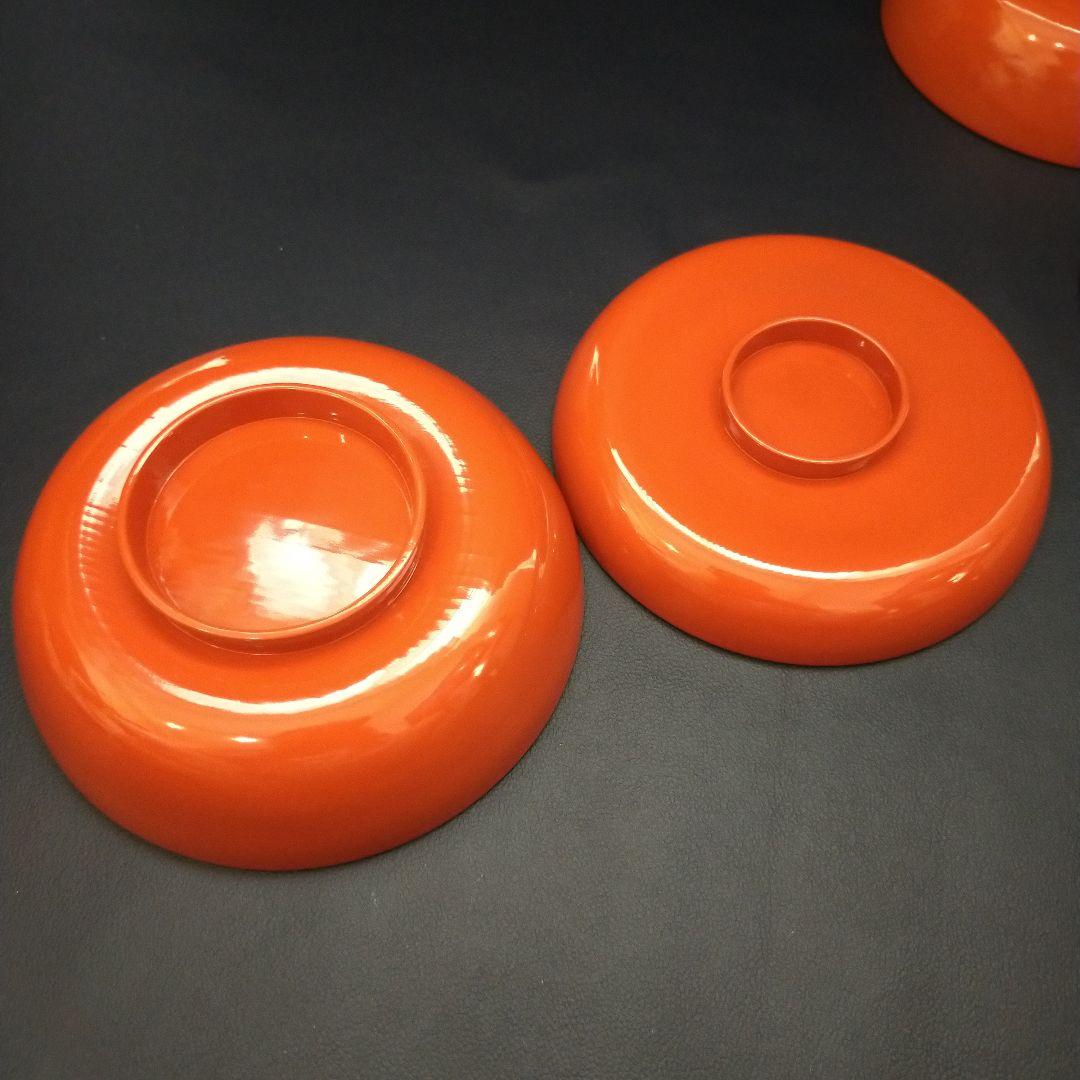 朱漆塗 見返し 総沈金 菊花紋詰 蓋付き 菓子椀 吸物椀 懐石椀 3客