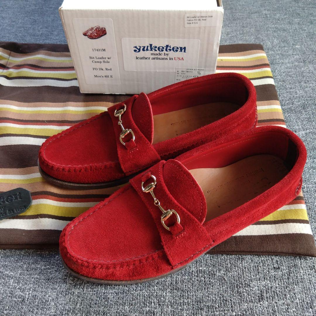 【YUKETEN】美品 Bit Loafer w/Camp Sole スエード赤
