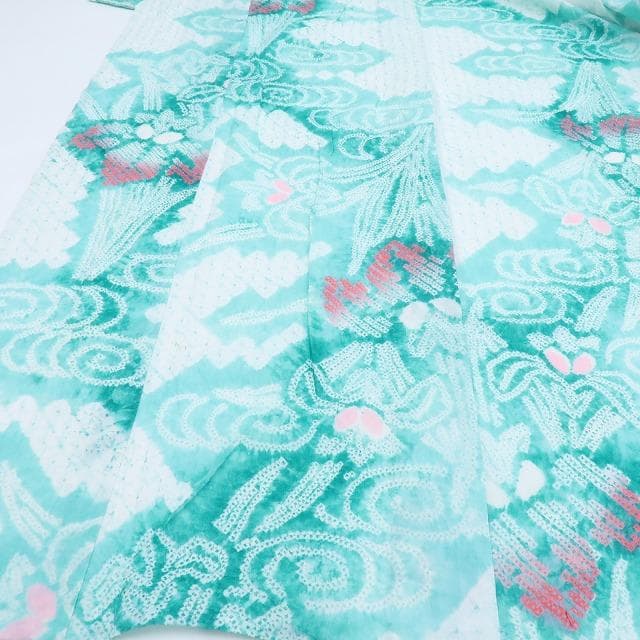 専用Y3490◆有松鳴海絞り 手縫い仕立て 菖蒲 高級浴衣 洗える夏着物