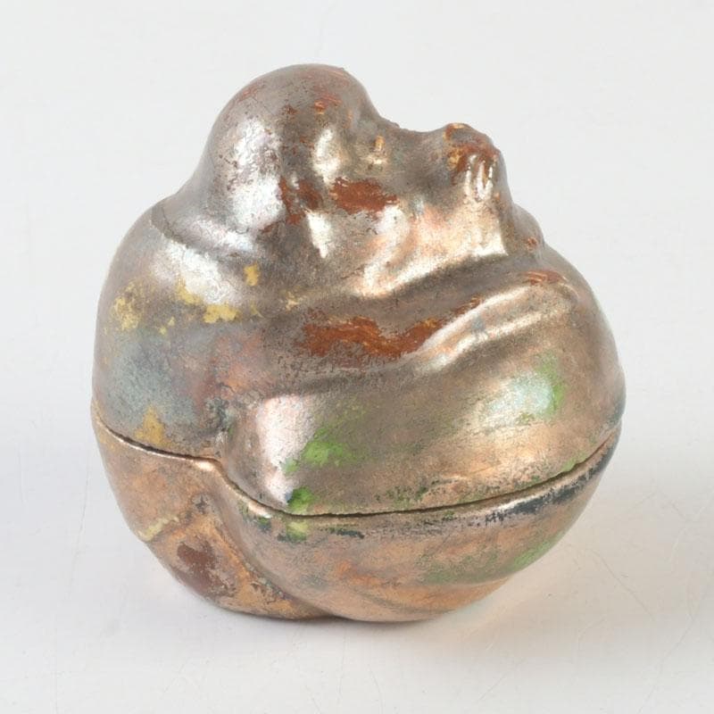 茶道具　京焼　吉向焼　五世松月作　猿香合　共箱　V　9783