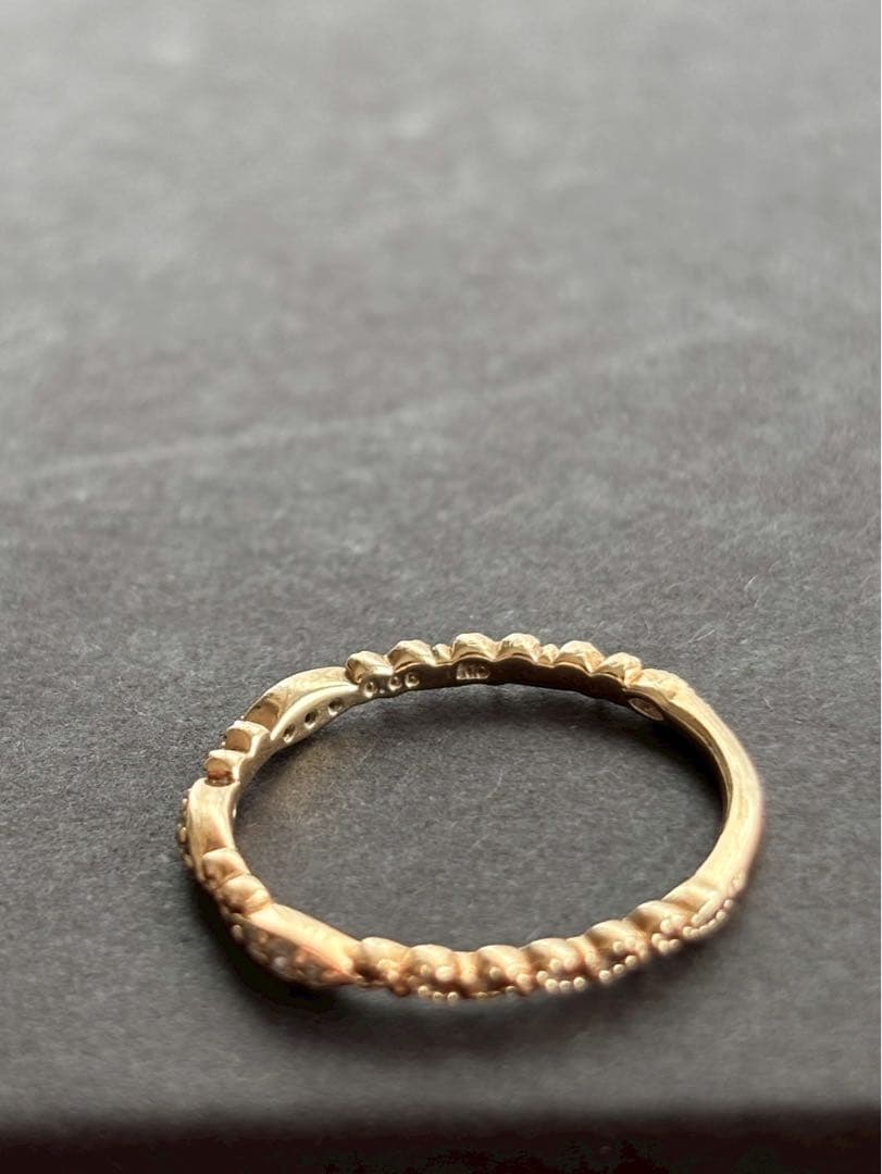 agete アガット K10 ダイヤ 0.06ct 13号 ケース付 華奢リング