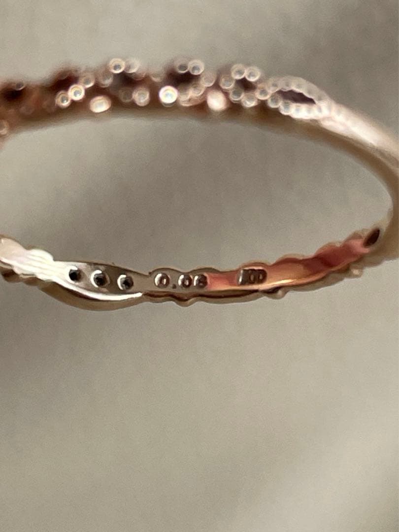 agete アガット K10 ダイヤ 0.06ct 13号 ケース付 華奢リング