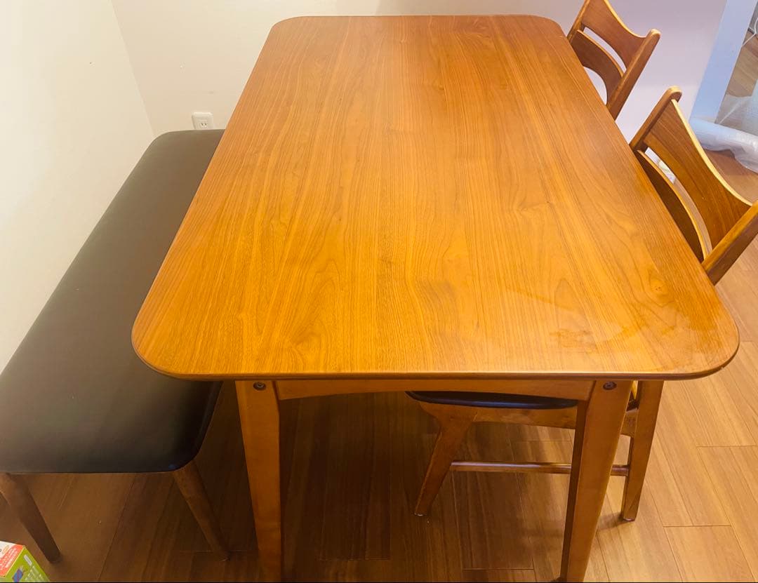 ブラウン木製ダイニングテーブルセット 美品