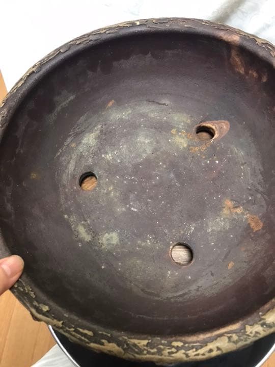 希少時代手作り松皮大きい盆栽鉢木肌作り植木鉢大寄せ植え鉢30cm