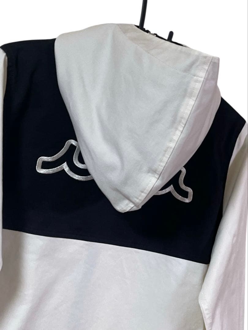 muta MARINE フーデッドパーカー ジャケット 刺繍ロゴ 白×黒 0