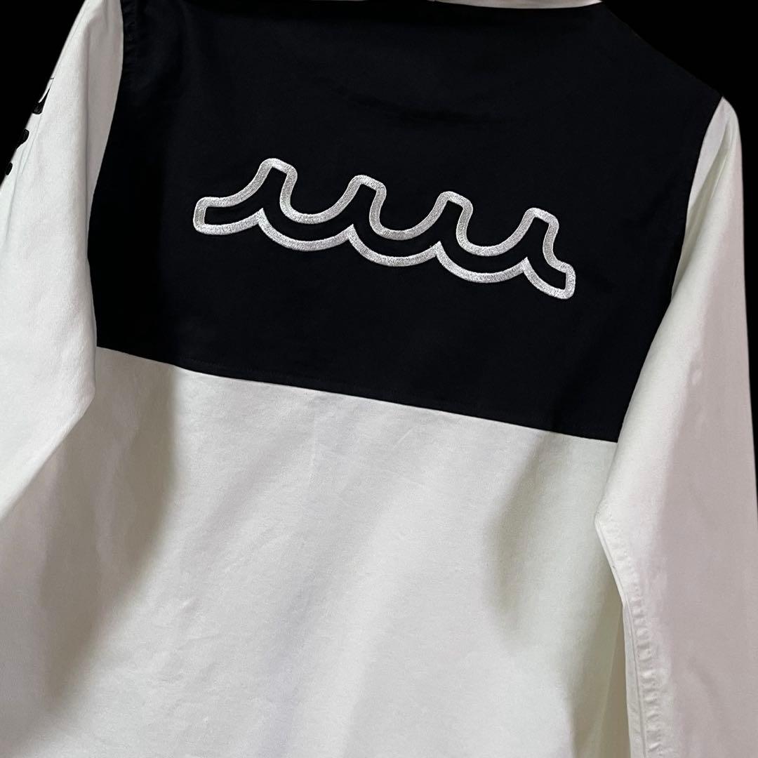 muta MARINE フーデッドパーカー ジャケット 刺繍ロゴ 白×黒 0