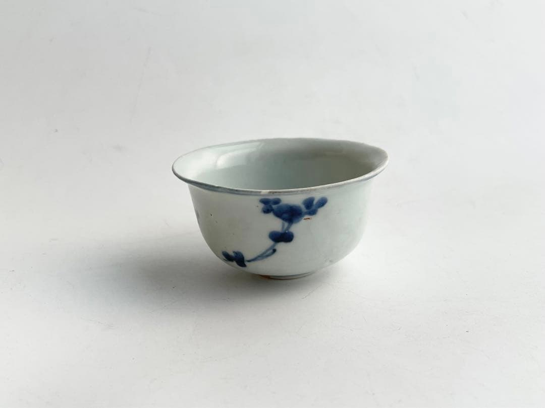 骨董　アンティーク　古染付　なずな文様　薺　染付　盃　杯　猪口　煎茶碗　中国骨董