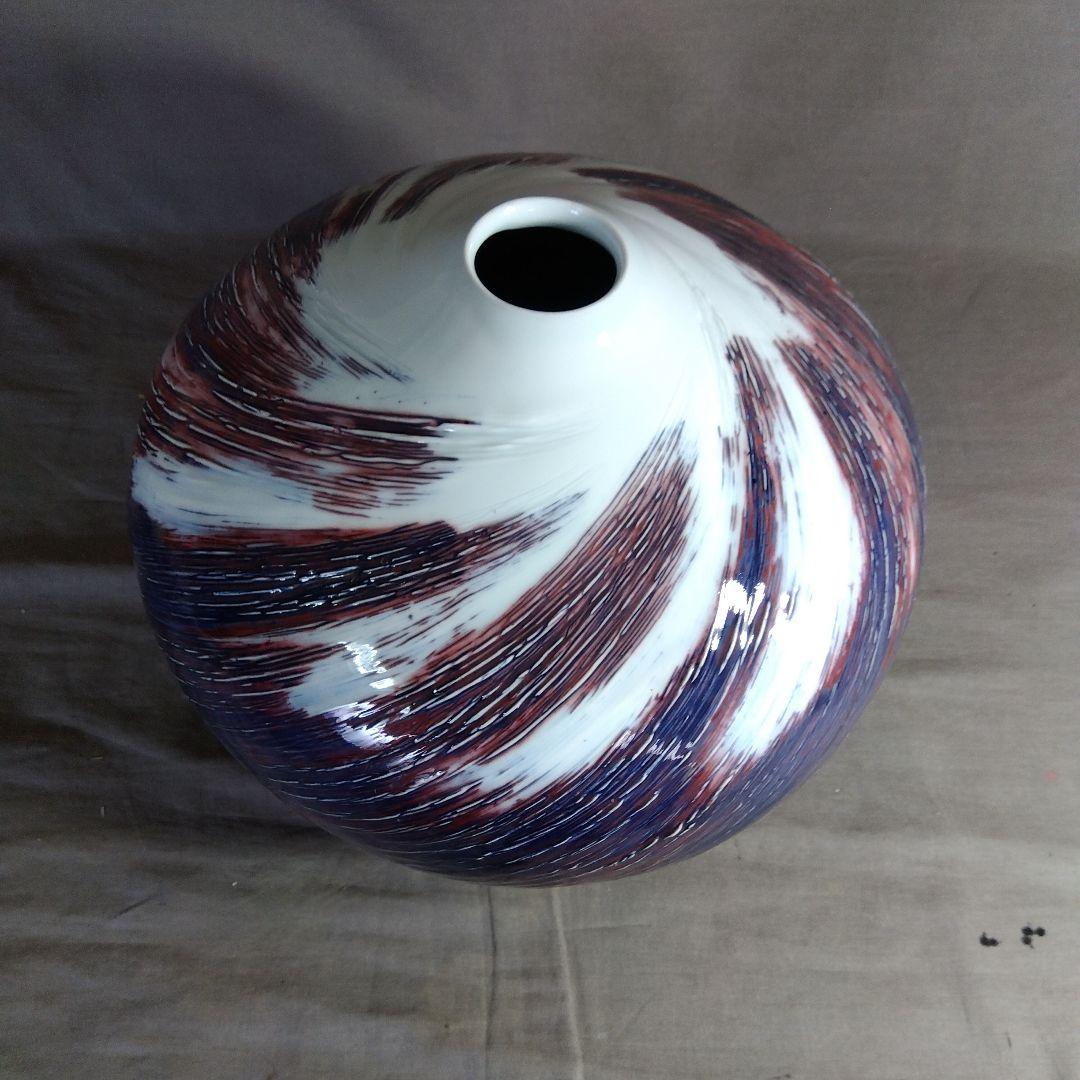 【前田泰昭】現代工芸会　日展特選陶芸作家　前田泰昭作　辰沙渦波濤　花瓶