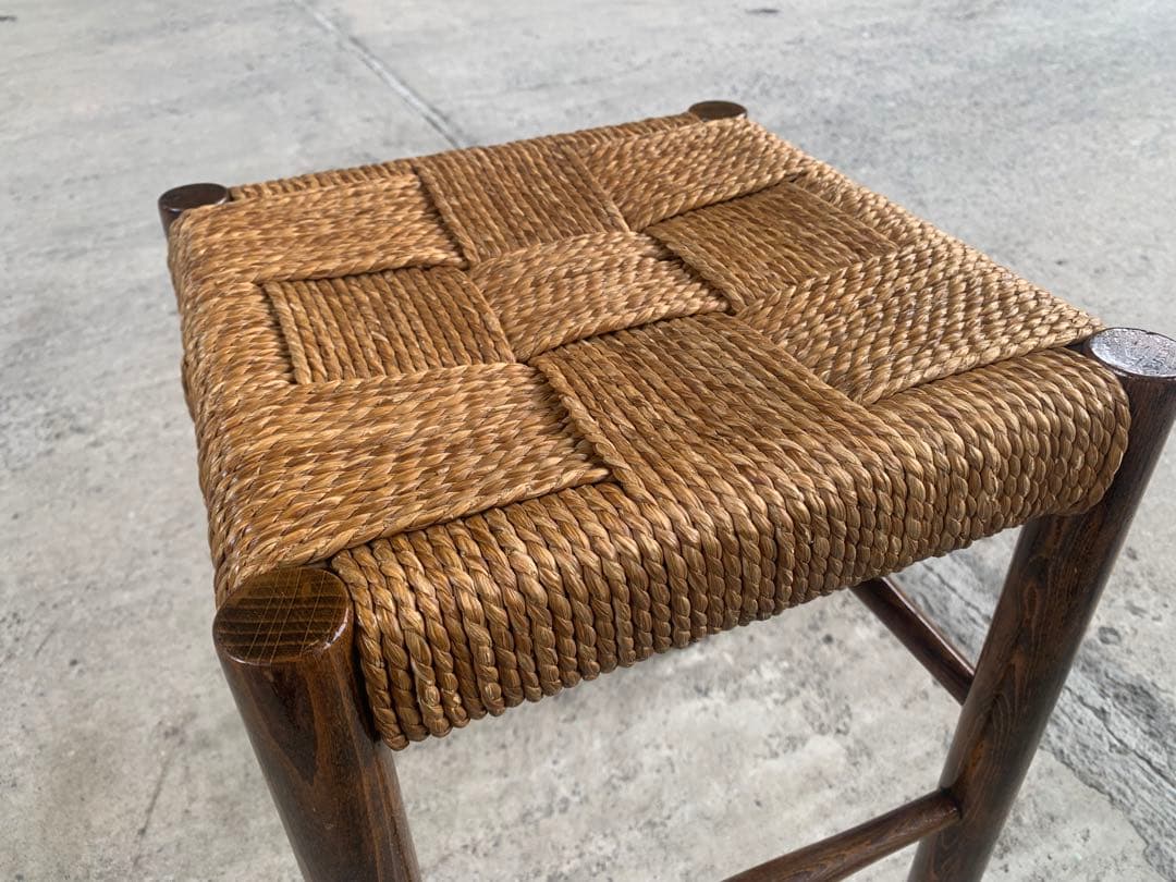 アンティーク ラッシュ スツール 縄編み チェア 民芸家具 椅子 No.2