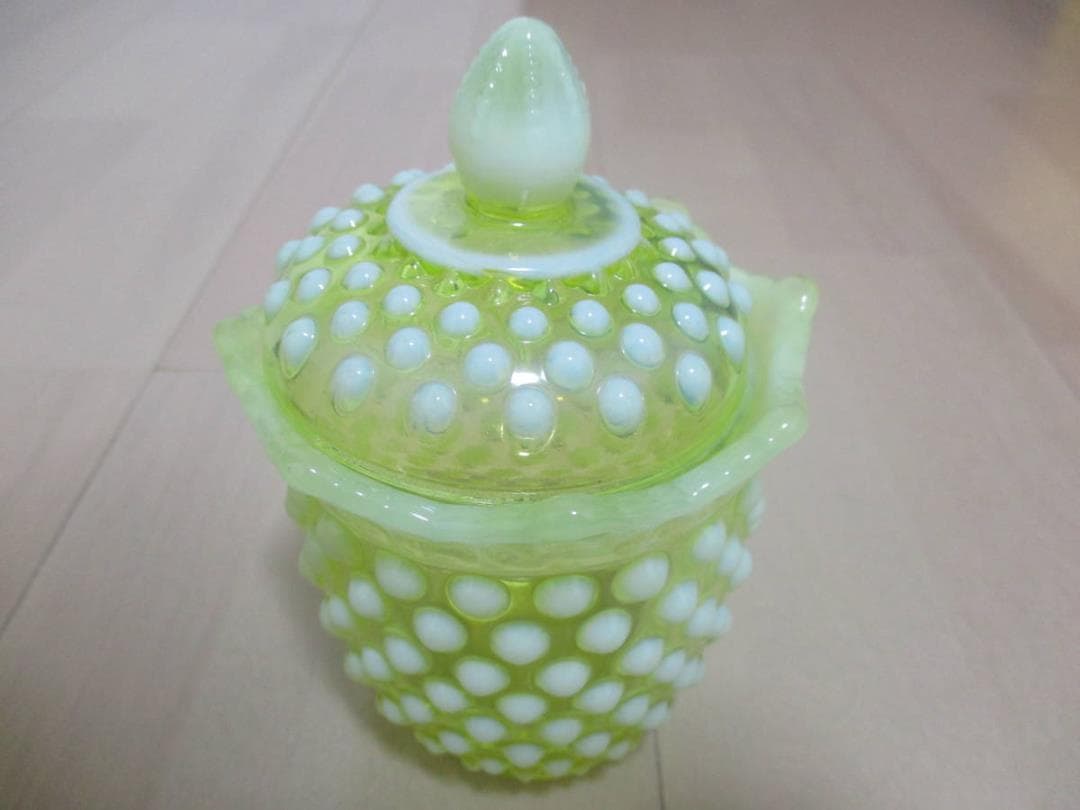 希少品！オールドフェントン Fentonウランガラス花瓶 ヴァセリン