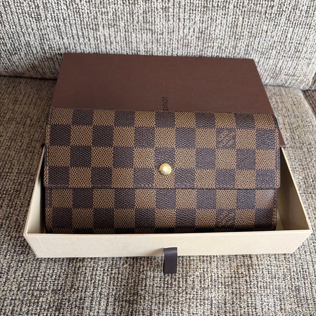 良品 ルイヴィトン ダミエ エベヌ インターナショナル 三つ折り財布