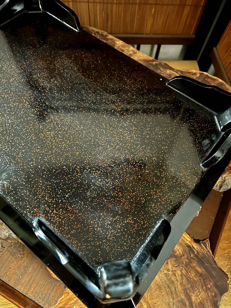 時代 漆芸 金彩 蒔絵 祝い膳 黒塗り 裏 梨地