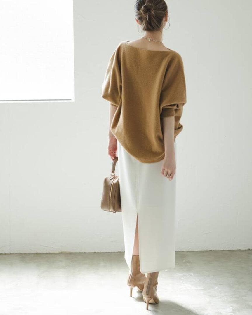 美品★NOBLE ノーブル ジャージーライクカラータイトスカート８