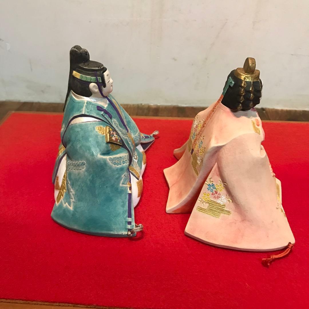 美品　陶器　雛人形　男雛　女雛　細工が細かく丁寧な作り　ひな祭り　台座付き