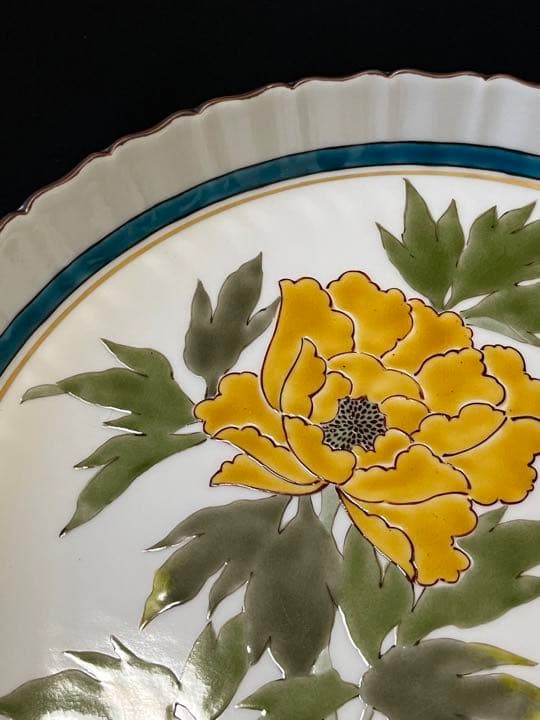 九谷焼 山田義明 飾皿 管理K302 径30.5cm 共箱 本物保証