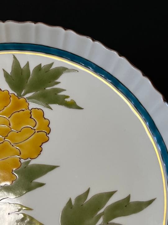 九谷焼 山田義明 飾皿 管理K302 径30.5cm 共箱 本物保証