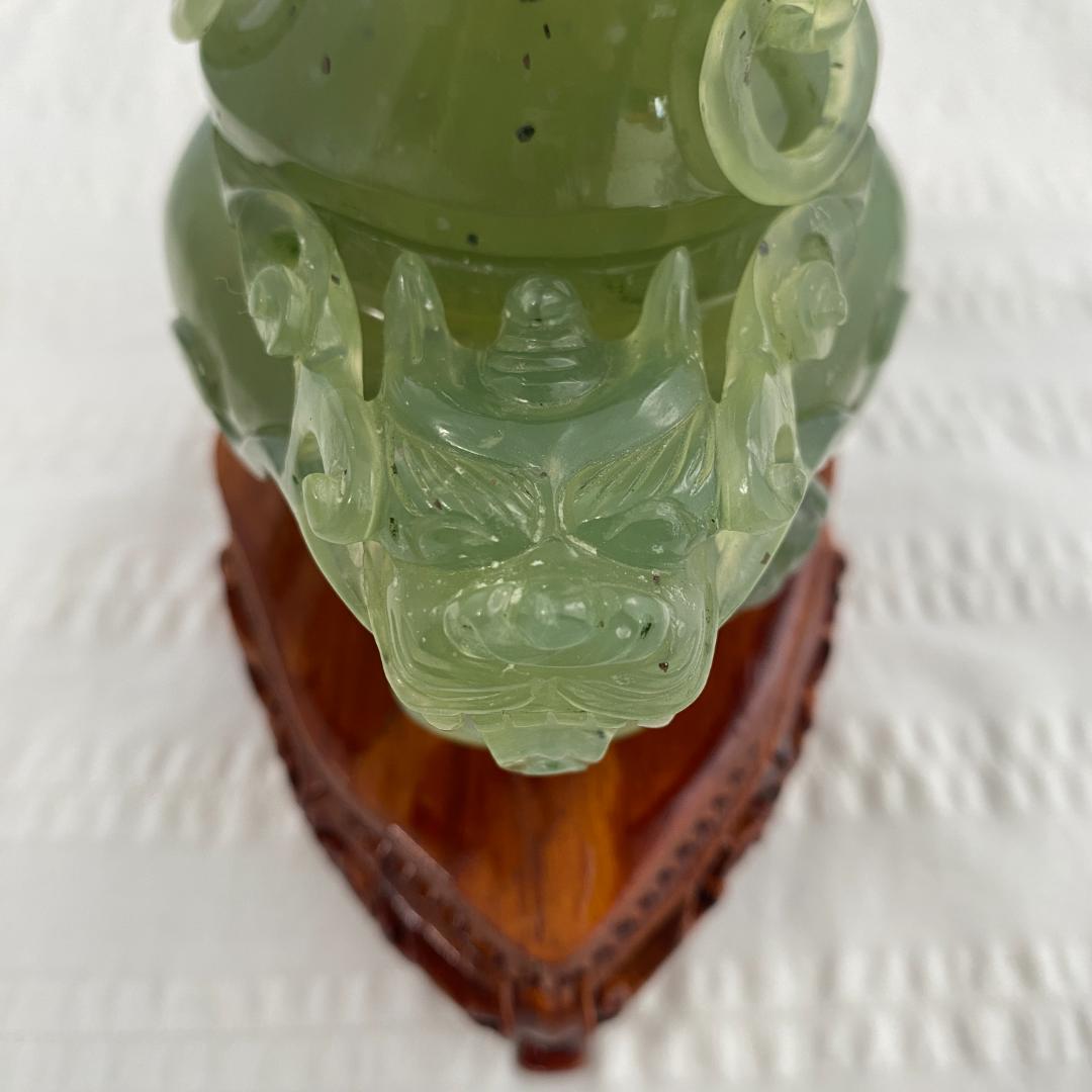 翡翠（ヒスイ）天然石 新山玉炉 龍の香炉 81年ポートピア天津物産展