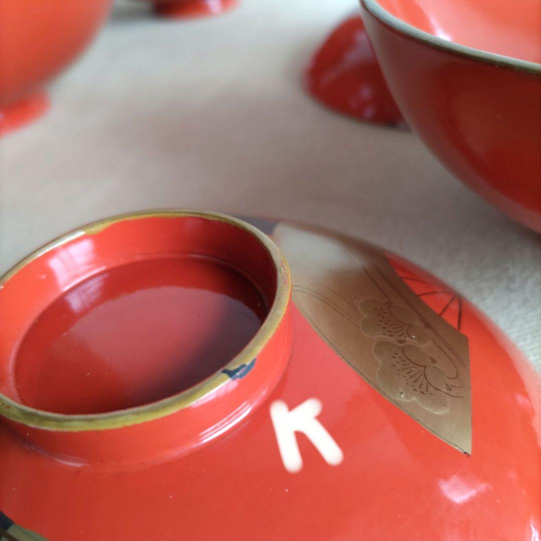 扇子金蒔絵朱塗　吸物椀　10客