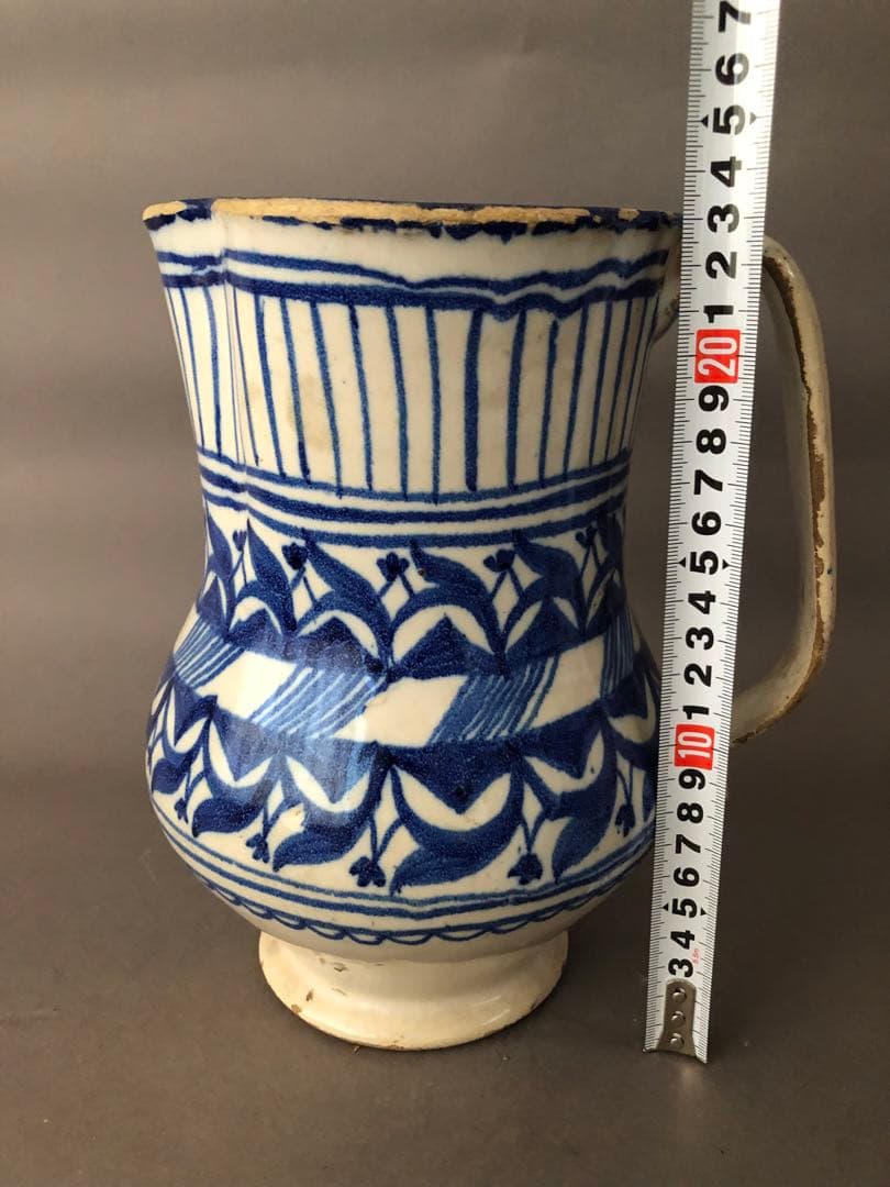 スペイン陶器18世紀頃アンティーク水差し壺花瓶骨董