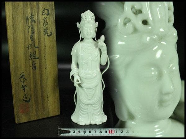 仏教美術 白高麗法隆寺形観音 共箱(K-LC864) 仏教美術 白高麗法隆寺形観音 共箱(K-LC864)