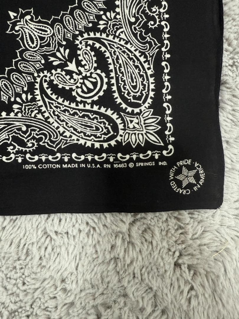 【希少カラー】80s/USA製/ヴィンテージ/バンダナ/黒/ドックタウン/FJ