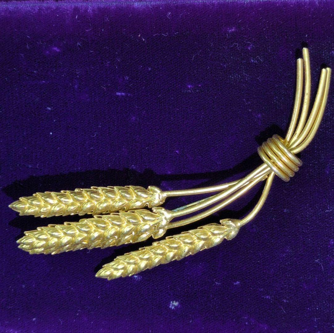 小麦の穂 4本のゴールドの、ブローチ 約14センチKENZO画像4枚