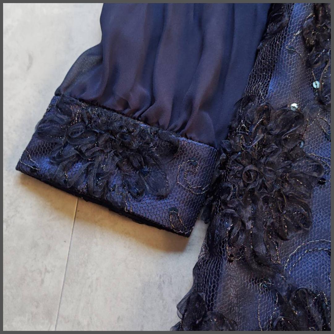 Igin カラーフォーマルドレス パーティ ワンピース 花リボン シアー