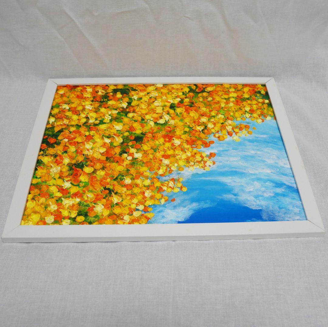 油絵 油彩 油彩画 絵 絵画　【ミモザ青空】