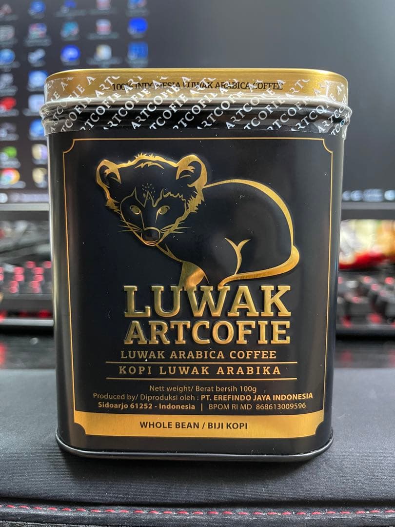 ARTCOFIE ルワック ジャコウネココーヒー豆缶 100g インドネシア産
