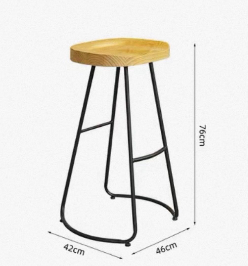 木製 鉄製 バーチェア バースツール　2脚セット