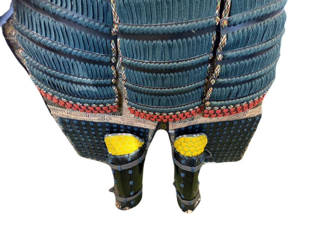 日本美術 時代甲冑 等身大 家紋入 丸に揚羽蝶 鎧兜 一式 面頬 鎧櫃 鎧立付