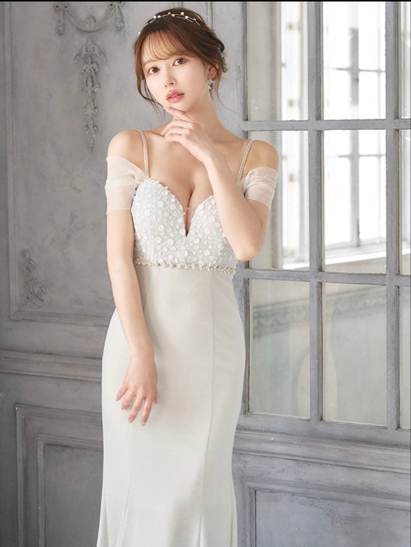 オフショルスパンコールグリッターロングドレス/キャバドレス