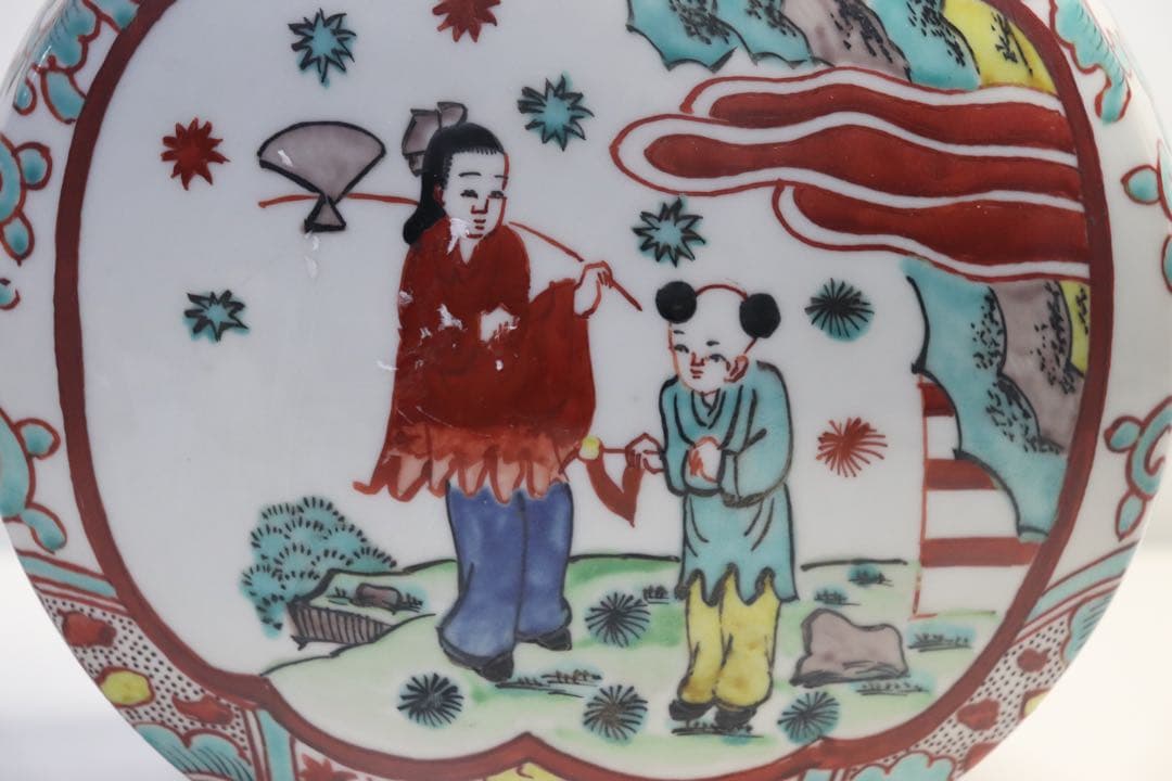 時代 九谷焼瓢箪扁瓶 万暦九谷 送料込み0503