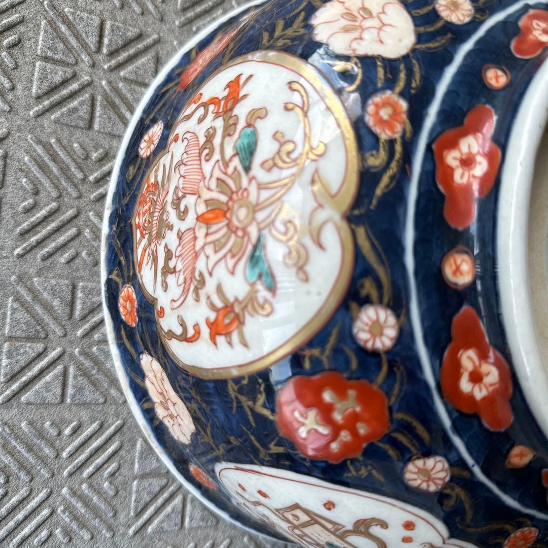 江戸、元禄古伊万里、瑠璃錦手、大深鉢。無傷。！箱付き、