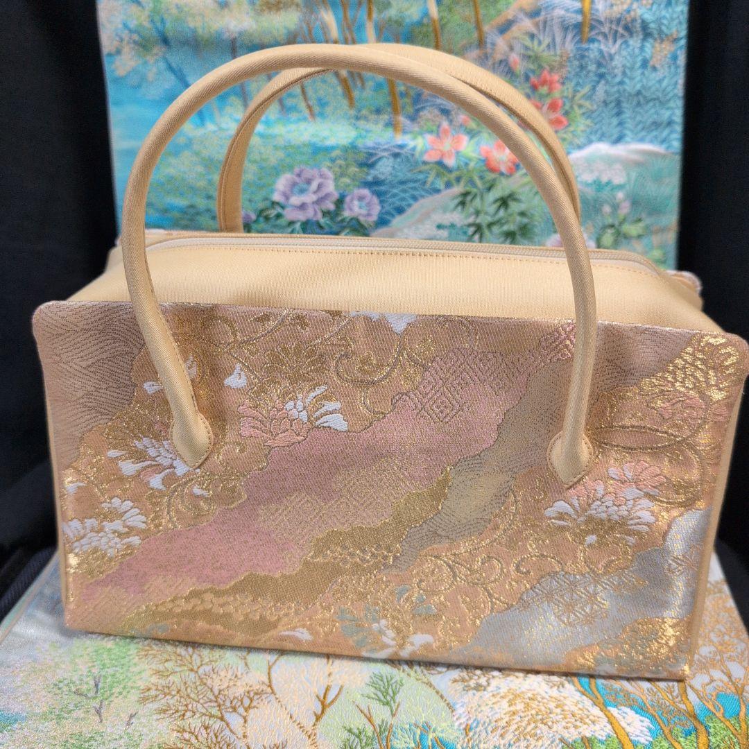 利休バック　和装用バッグ 金色とピンクのグラデーション　美品