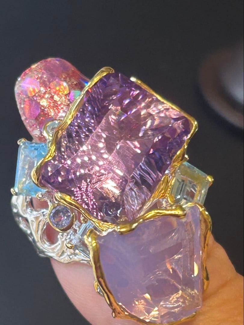 コスメラルダ❣️お取り置き アメシスト&ラベンダークオーツリング