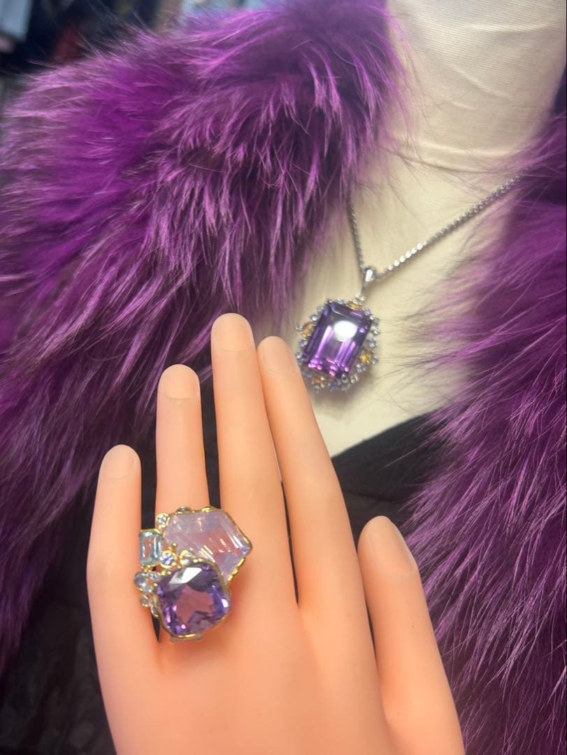 コスメラルダ❣️お取り置き アメシスト&ラベンダークオーツリング