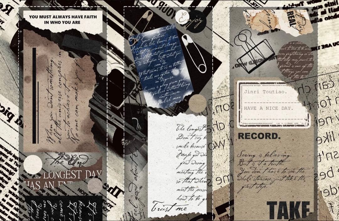 霖蓝汐原创手账《古韵纸章》海外マスキングテープ　マステ 【2647】