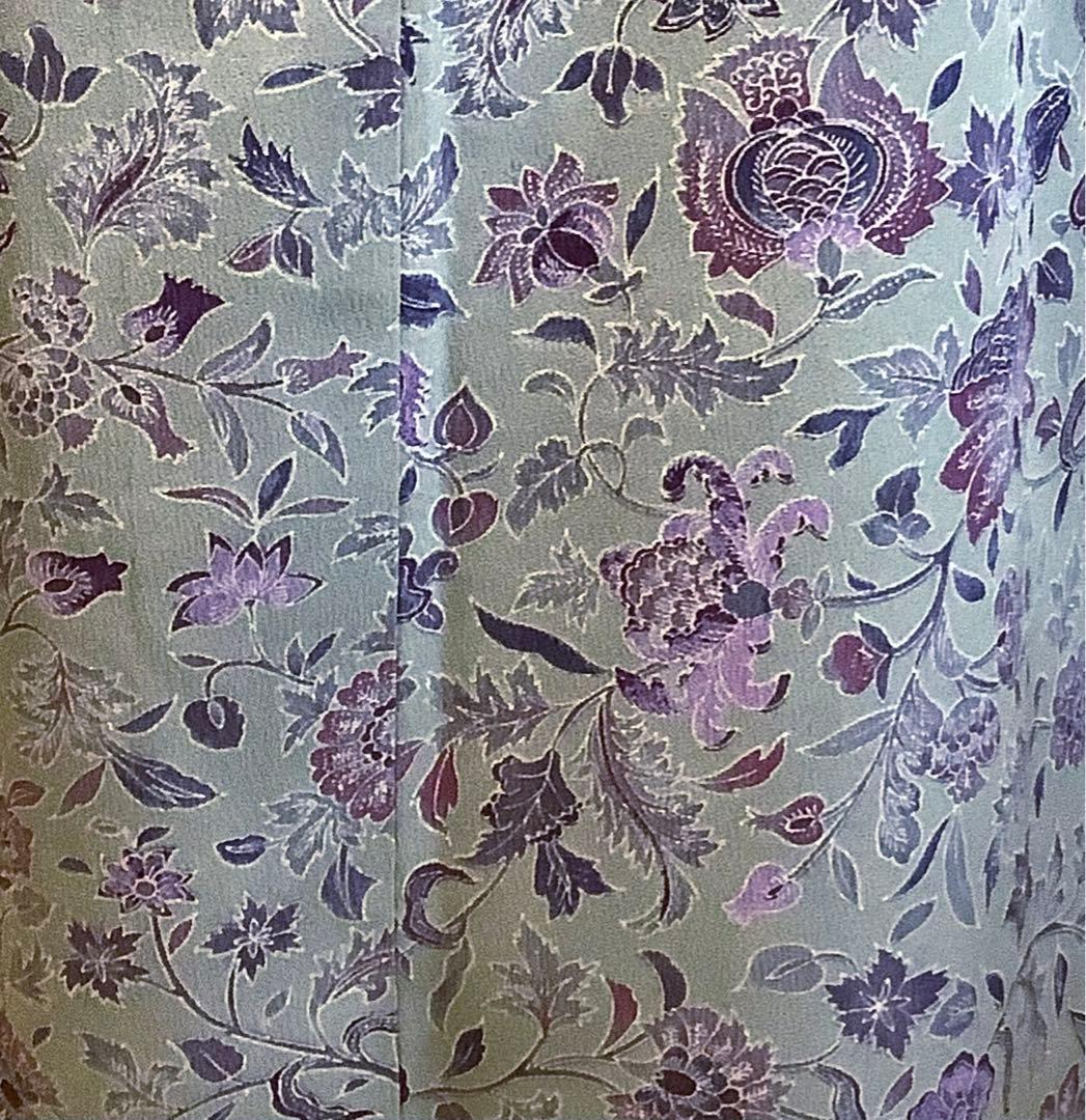 正絹小紋 草木染 更紗草花文 ( 訪問着、留袖、紬、袋帯なども出品)⑤