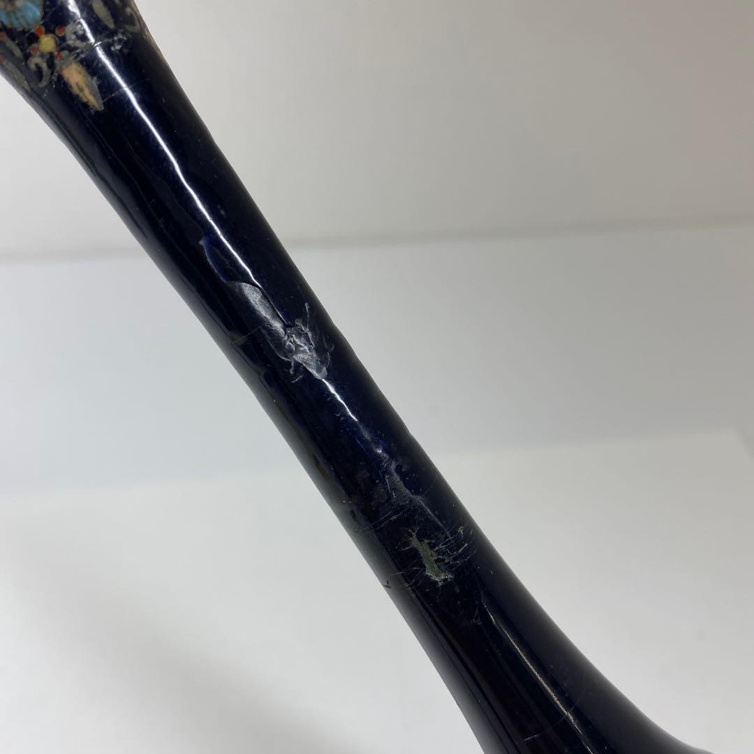 明治期 尾張七宝 最上手 蝶文 花瓶 高さ約24.2㎝ 東さ7-0208☆2F