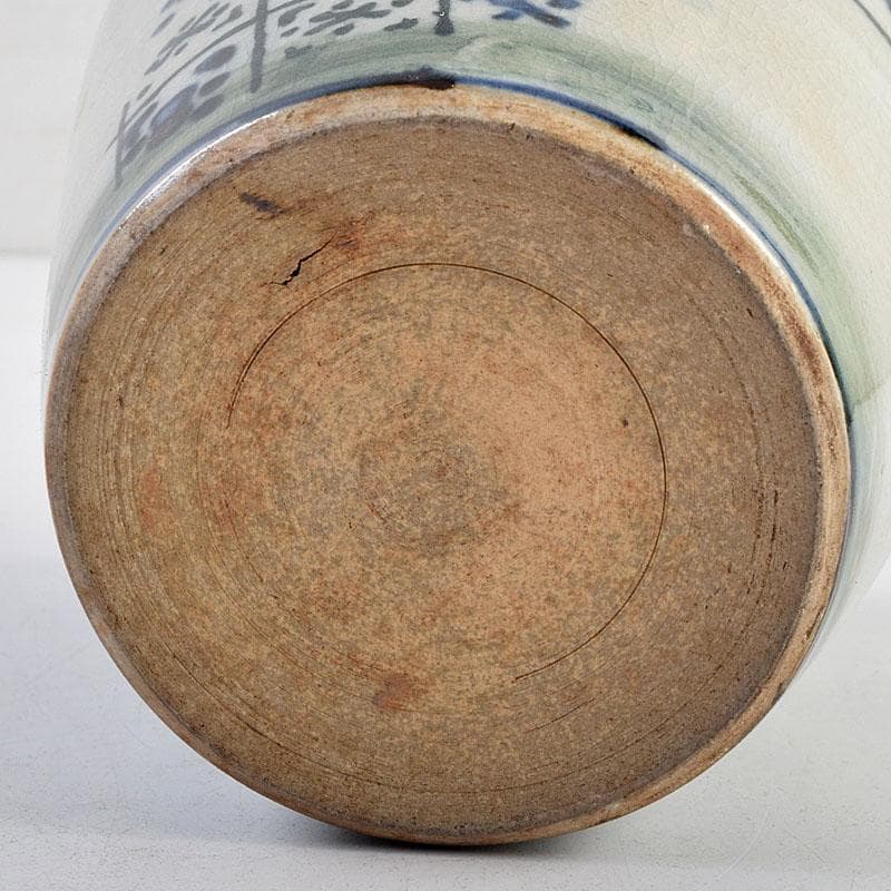 茶道具 瀬戸焼 染付 四方口 水指 時代箱 C 9046