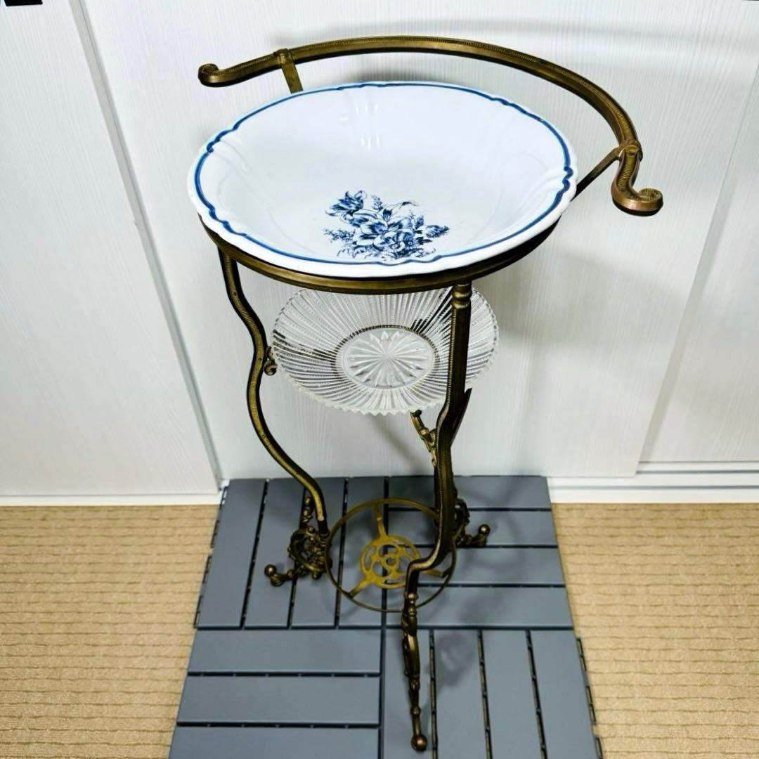 ホーロー 洗面台 手洗い台 真鍮スタンド アンティーク