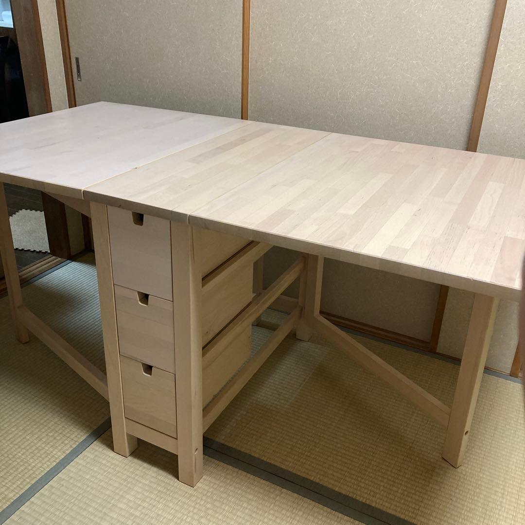 IKEA ノールデン　バタフライテーブル　 引き出し付き